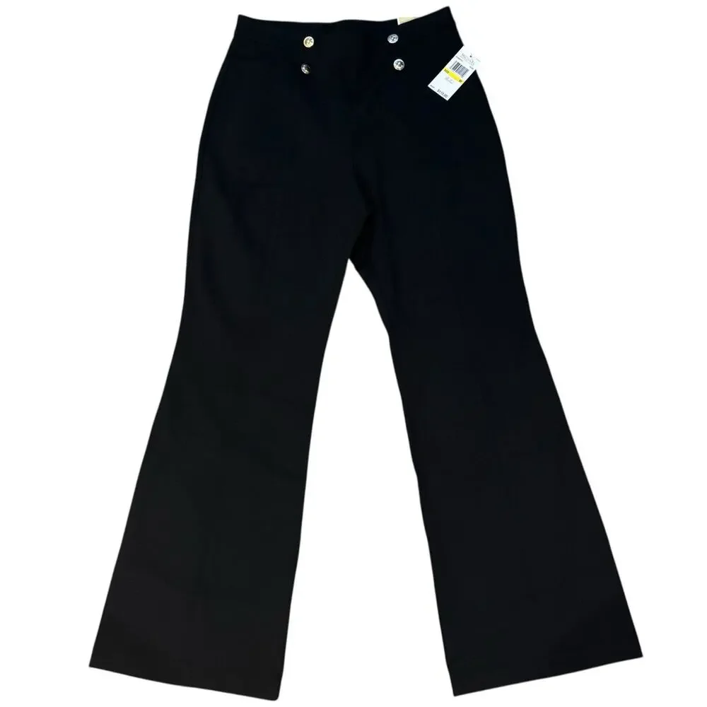 Michael Kors Black Sailor Pants Womens Medium Stretch Flare Career Night Out